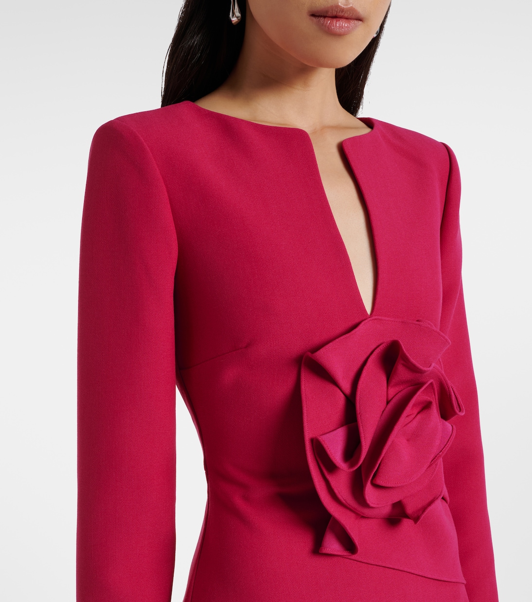 Floral-appliqué crêpe midi dress | Roland Mouret
