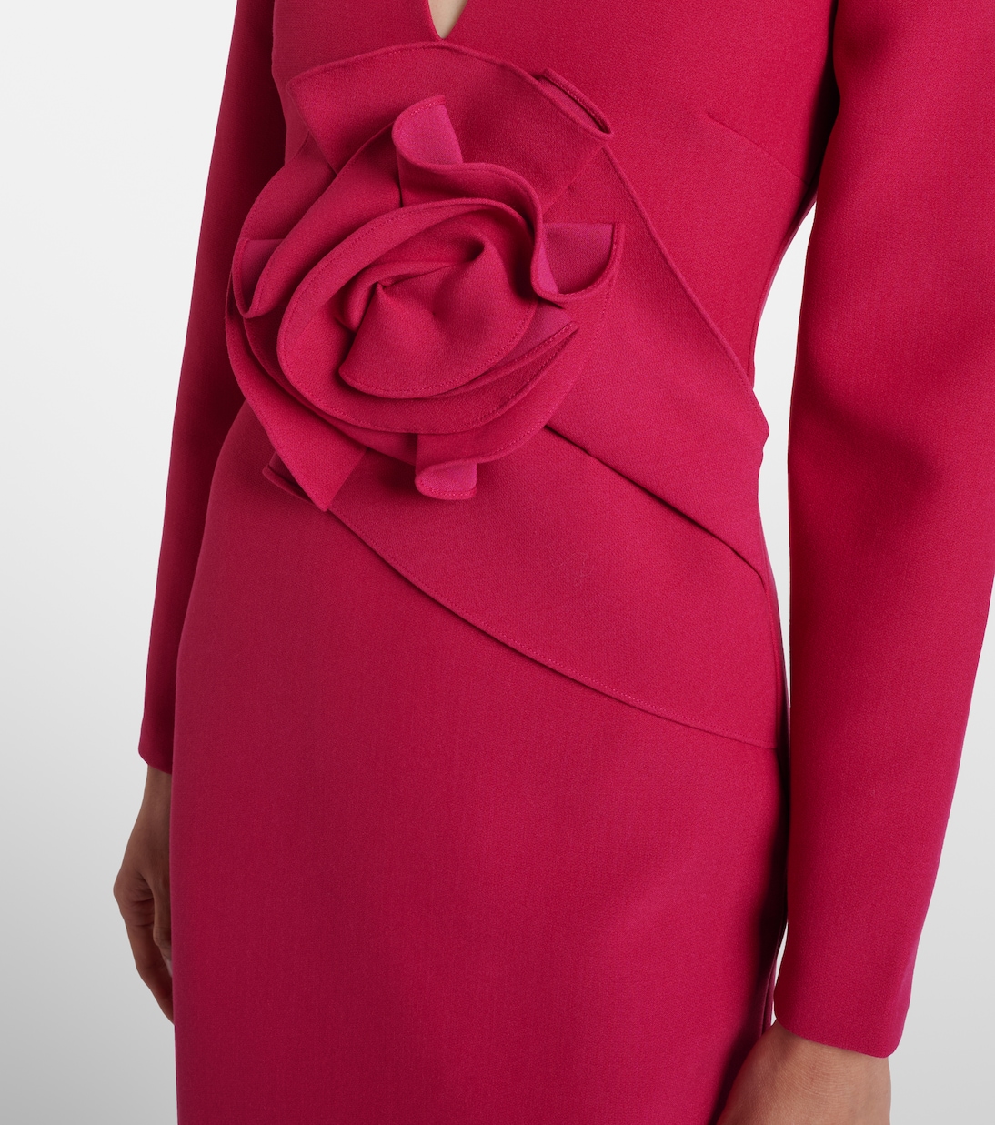 Floral-appliqué crêpe midi dress | Roland Mouret