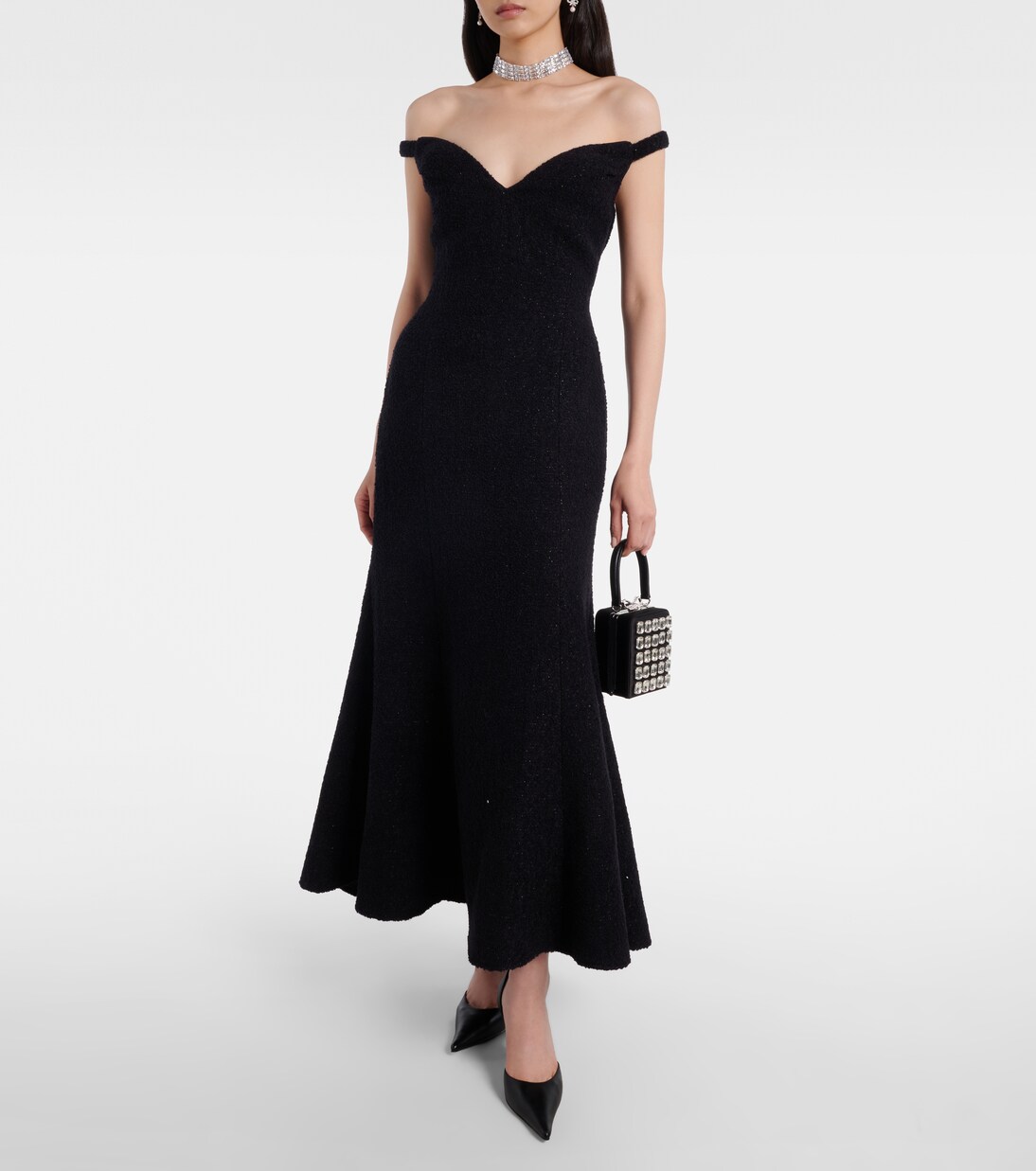 Micro crystal-embellished box bag | Self-Portrait