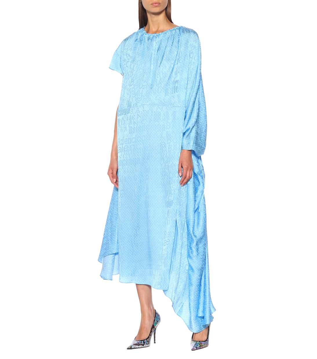 Robe asymétrique en soie à pois | Balenciaga