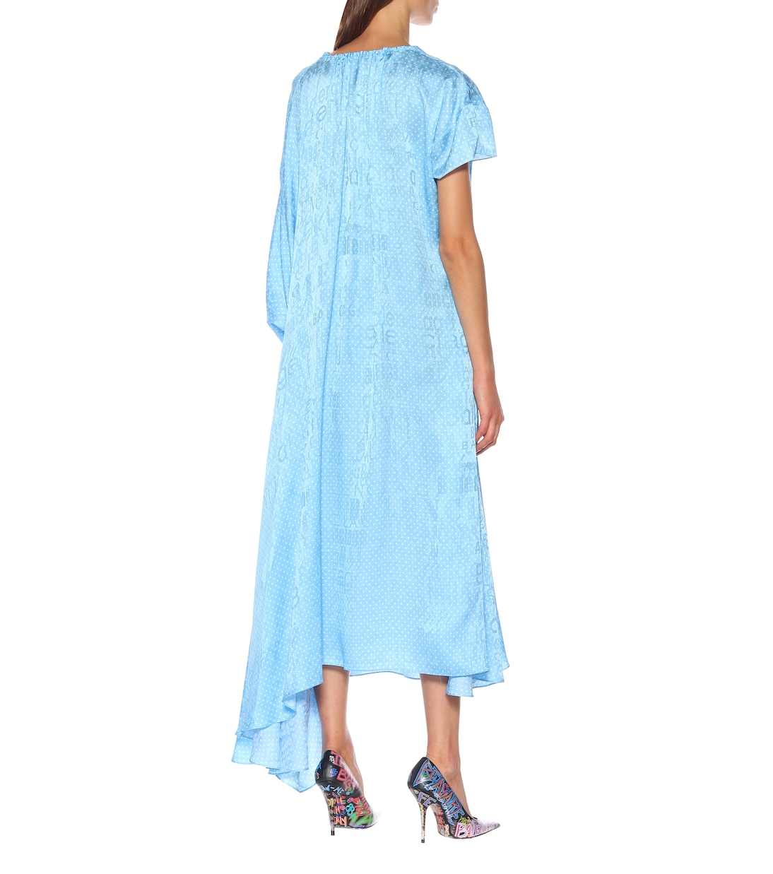 Robe asymétrique en soie à pois | Balenciaga