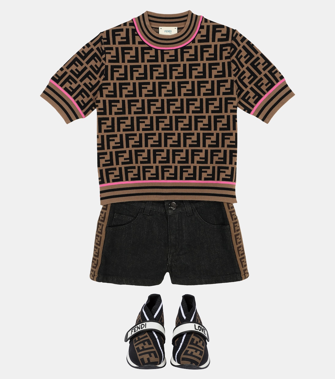 Shorts FF de algodón elastizado | Fendi Kids