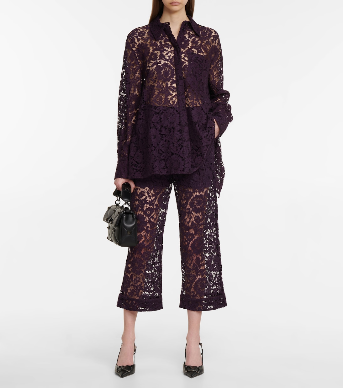 Jupe-culotte en dentelle à fleurs | Valentino