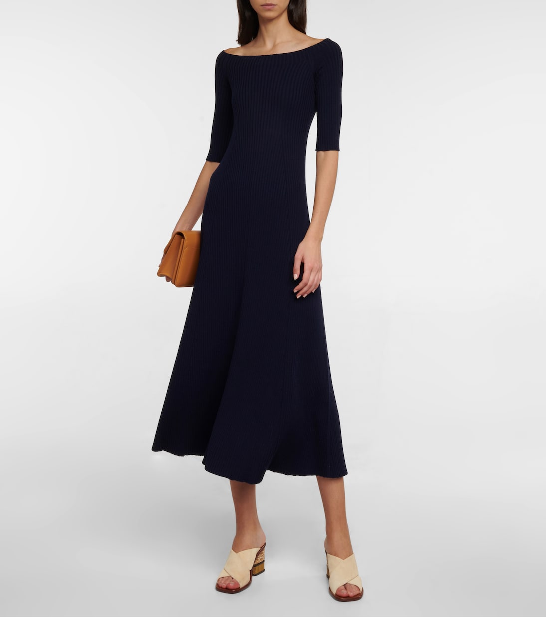 Off-shoulder wool-blend maxi dress | Chloé
