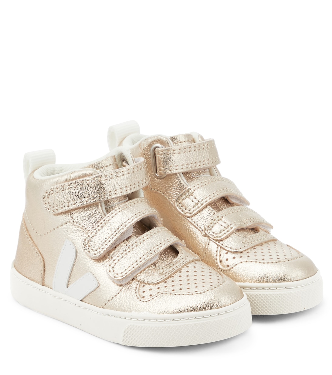 Sneakers V-10 Mid aus Metallic-Leder | Veja Kids