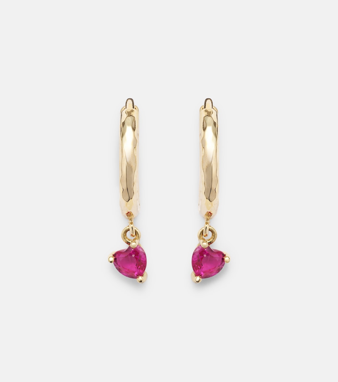 Orecchini a cerchio Charmed Micro Gabby in oro 18kt con rubino | Octavia Elizabeth