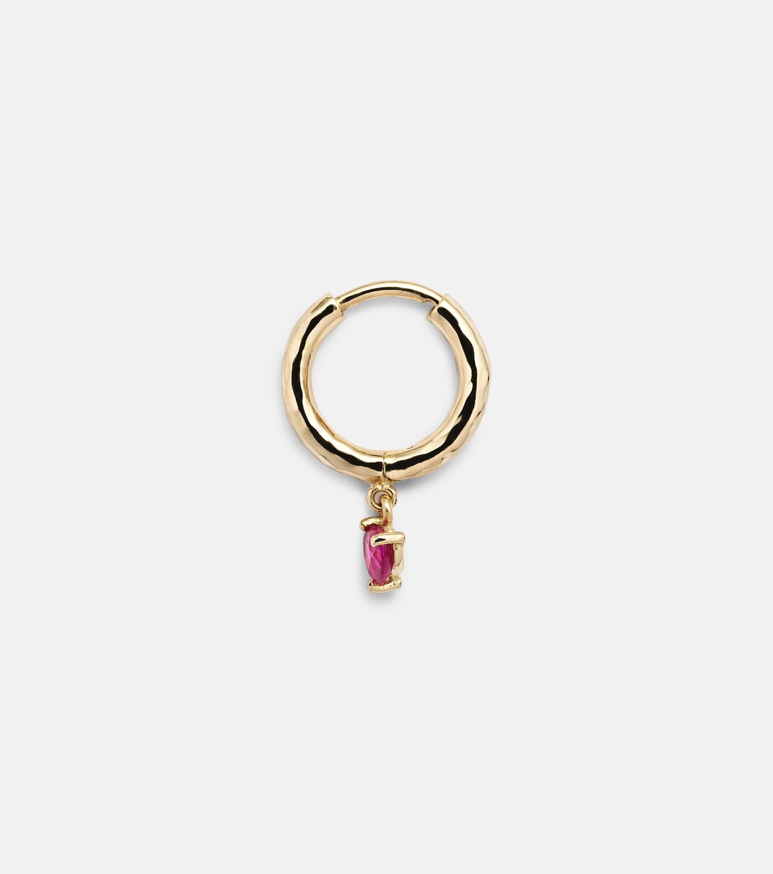 Orecchini a cerchio Charmed Micro Gabby in oro 18kt con rubino | Octavia Elizabeth