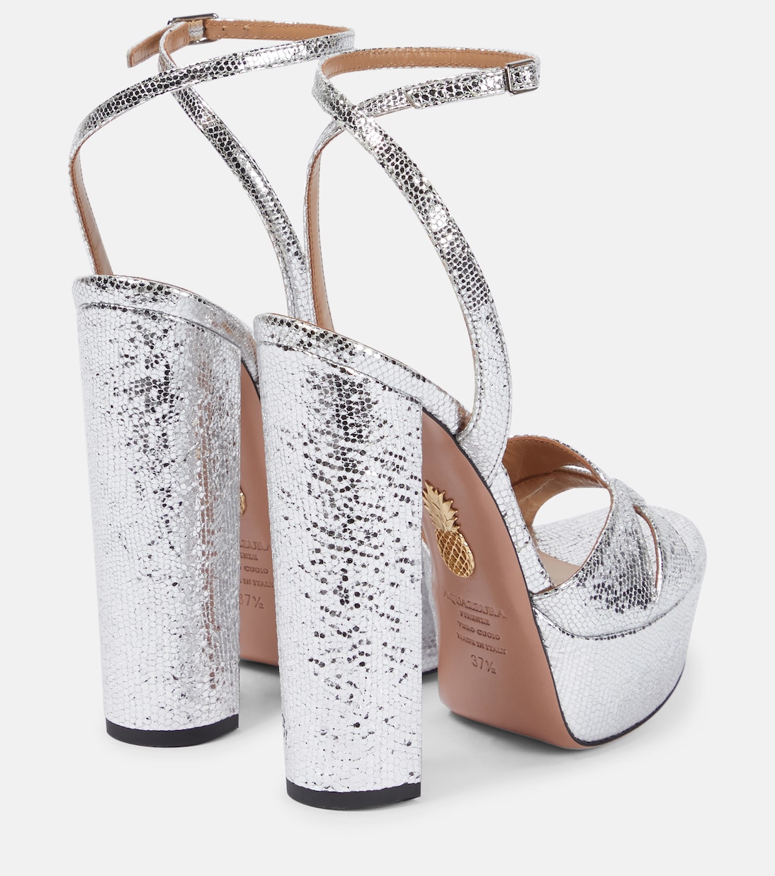 Sandales Sinner à plateau en cuir embossé | Aquazzura