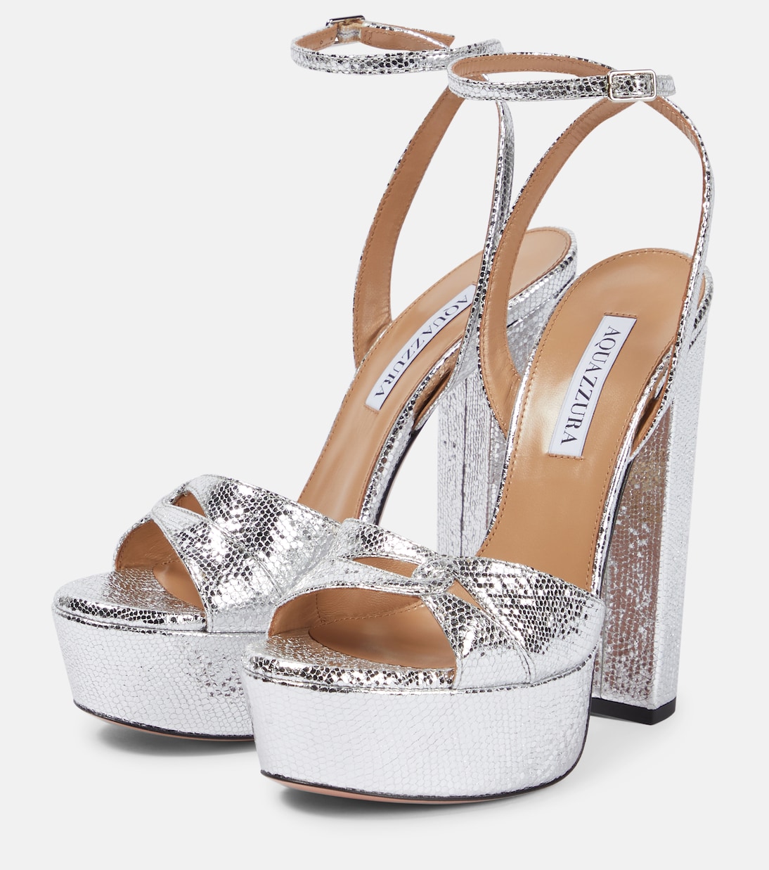 Sandales Sinner à plateau en cuir embossé | Aquazzura