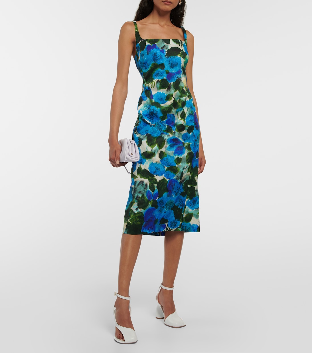 Floral cotton poplin midi dress | Dries Van Noten