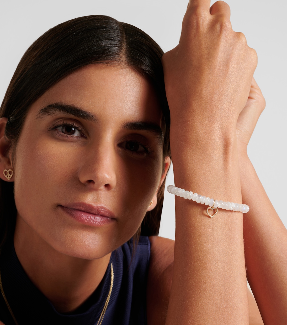 Bracelet en or 14 ct, pierre de lune et diamants | Sydney Evan