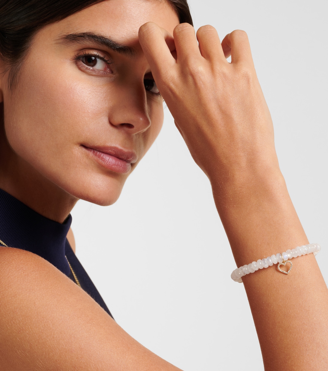 Bracelet en or 14 ct, pierre de lune et diamants | Sydney Evan