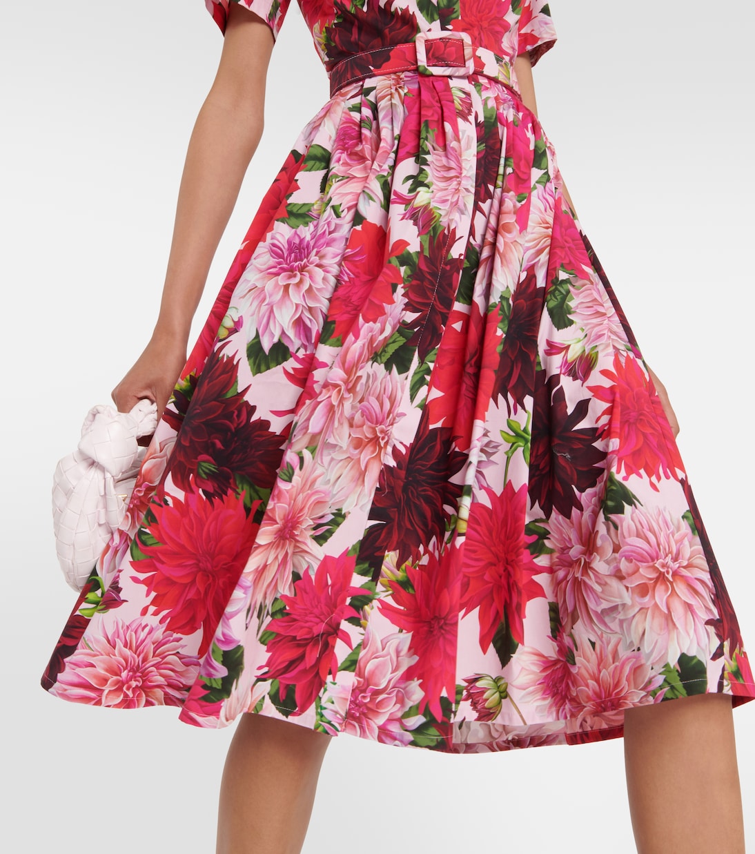Scoop-neck floral midi dress in pink - Oscar De La Renta