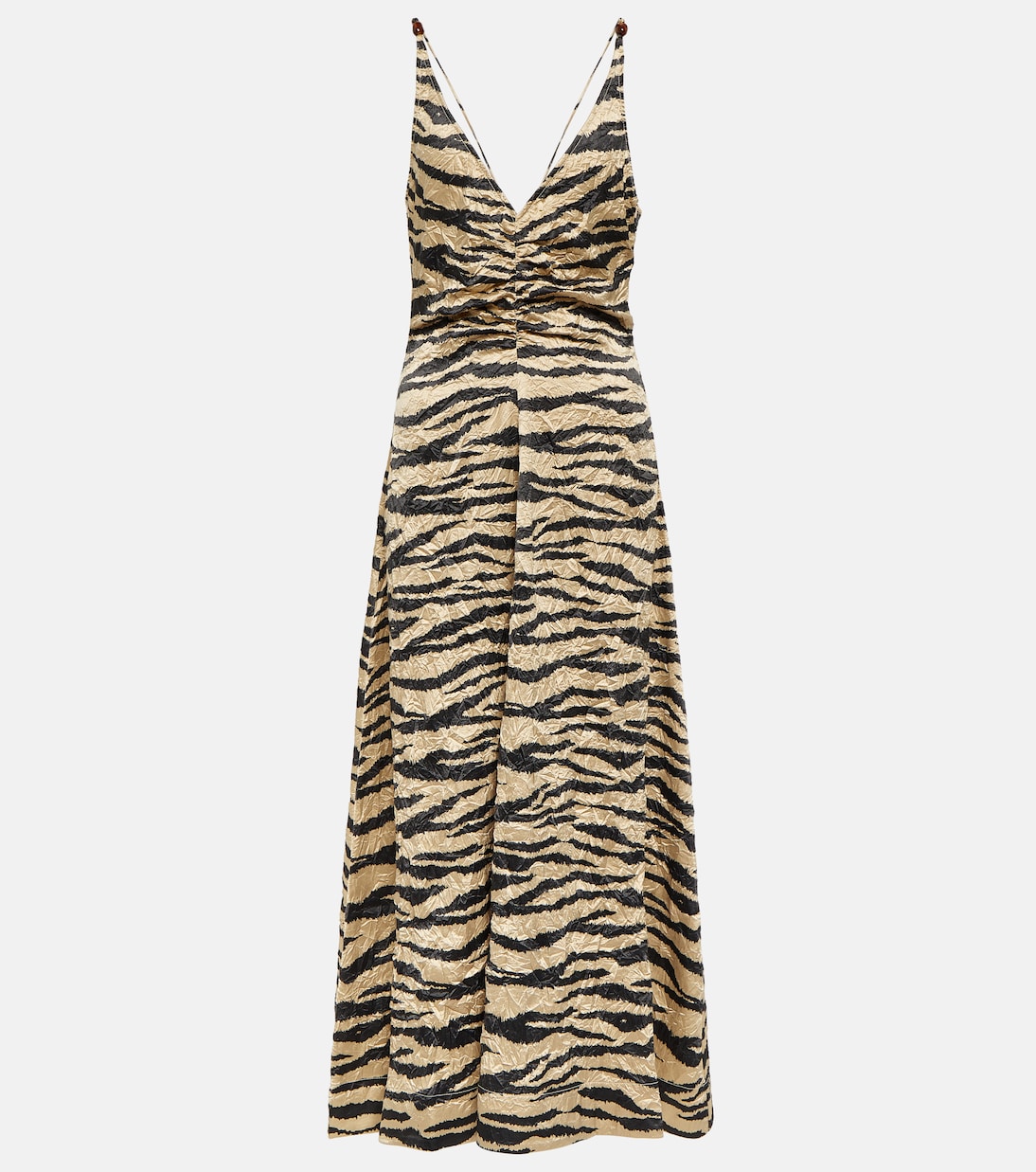 Printed satin slip midi dress | Ganni