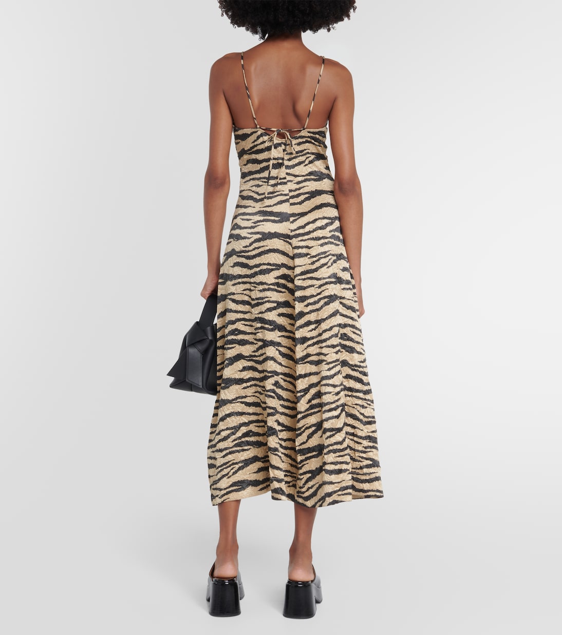 Printed satin slip midi dress | Ganni
