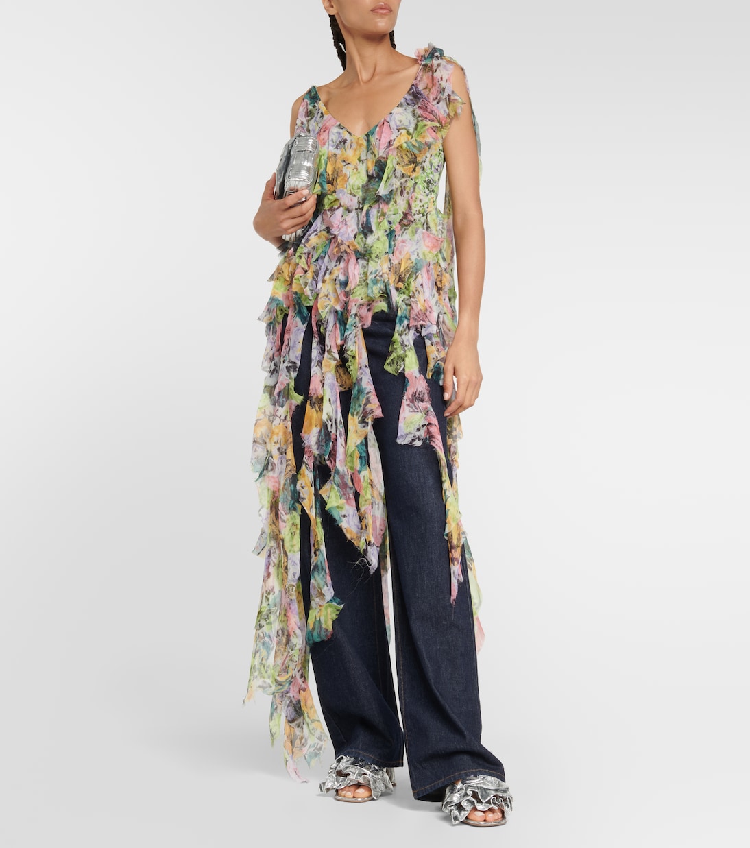 Pantoletten aus Metallic-Leder | Dries Van Noten