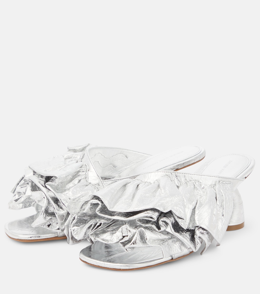 Pantoletten aus Metallic-Leder | Dries Van Noten