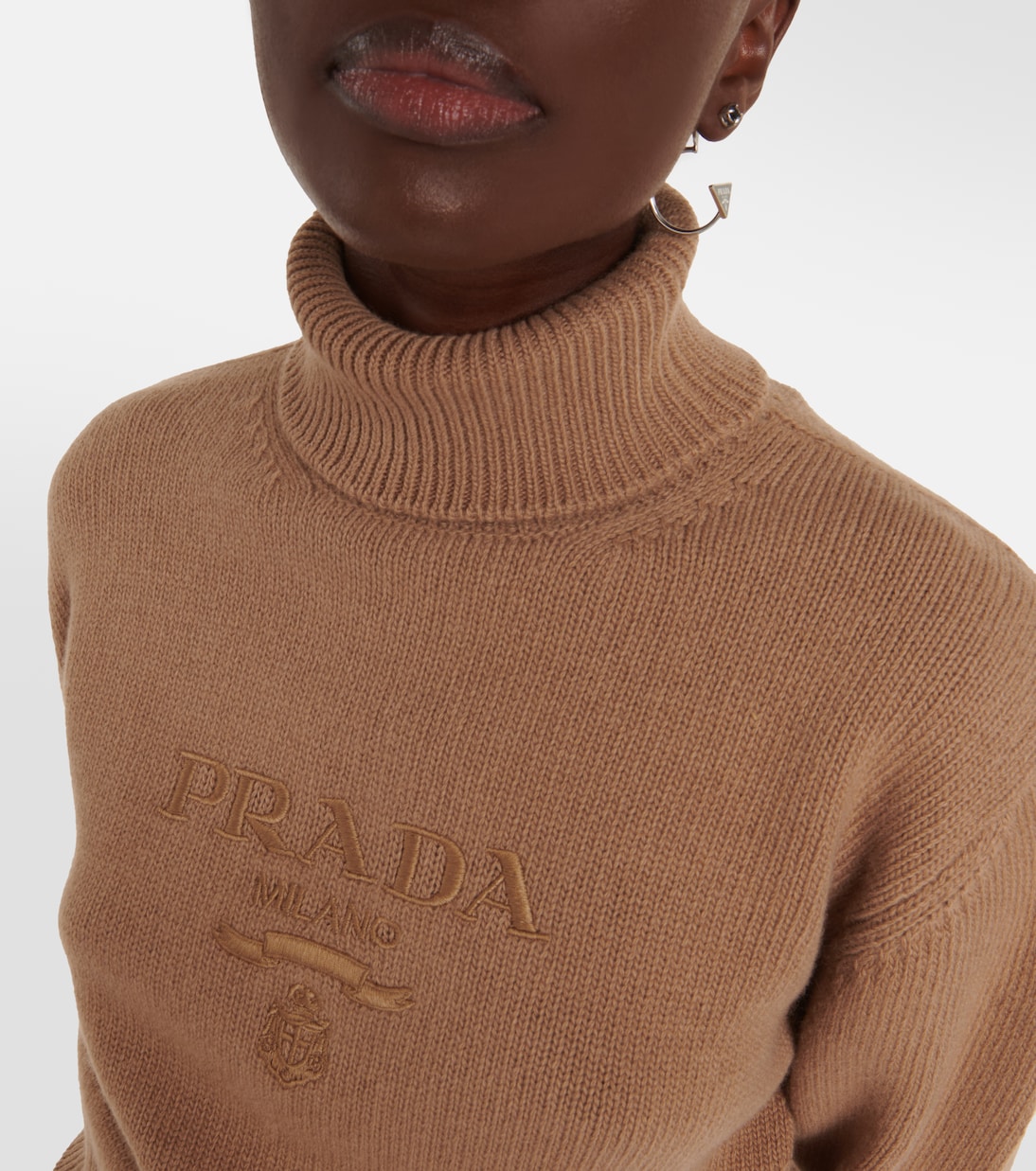 Jersey de Cuello Alto de Lana y Cachemira con Logo Prada para Jóvenes