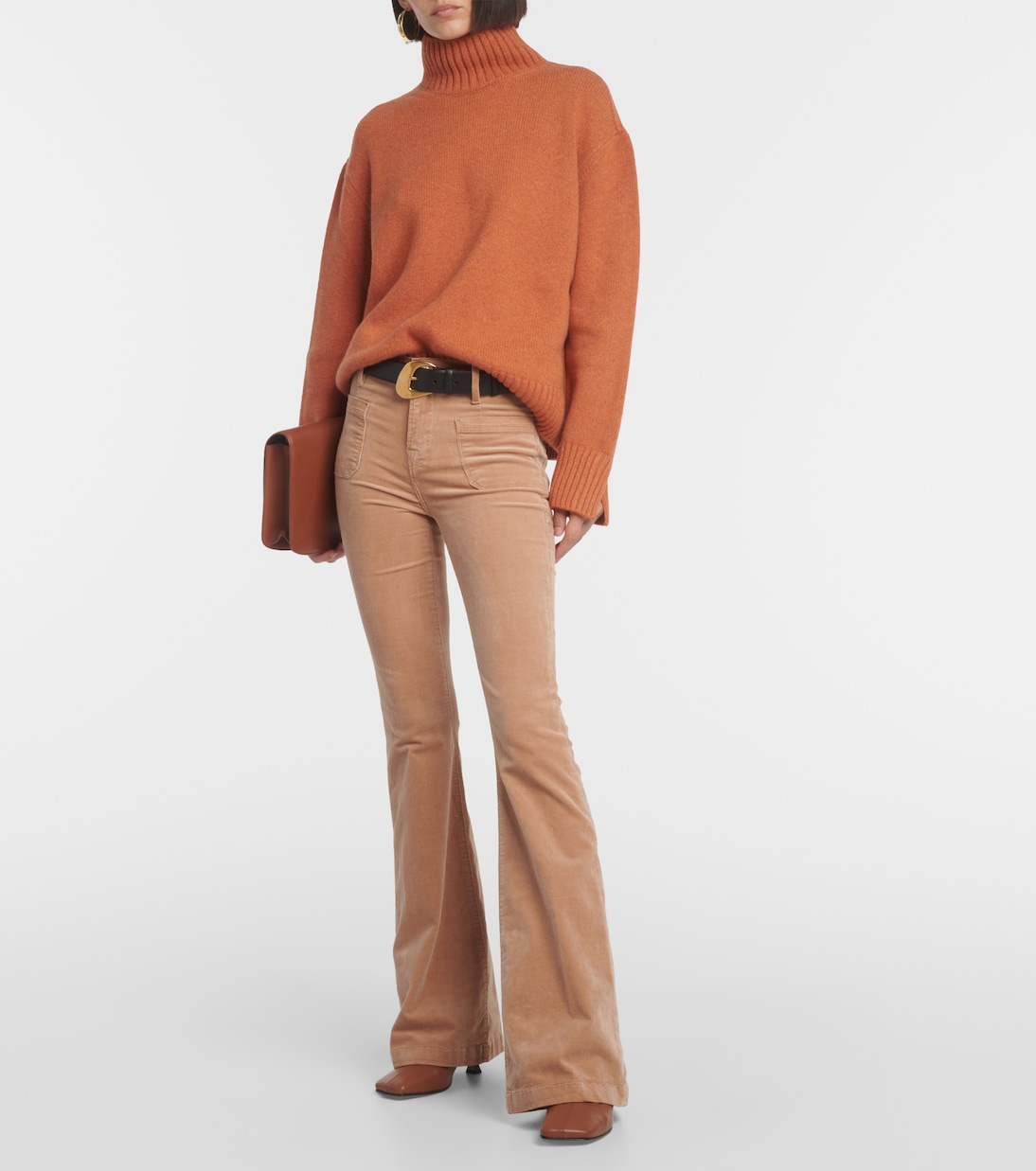 Le Bardot mid-rise corduroy flared pants | Frame