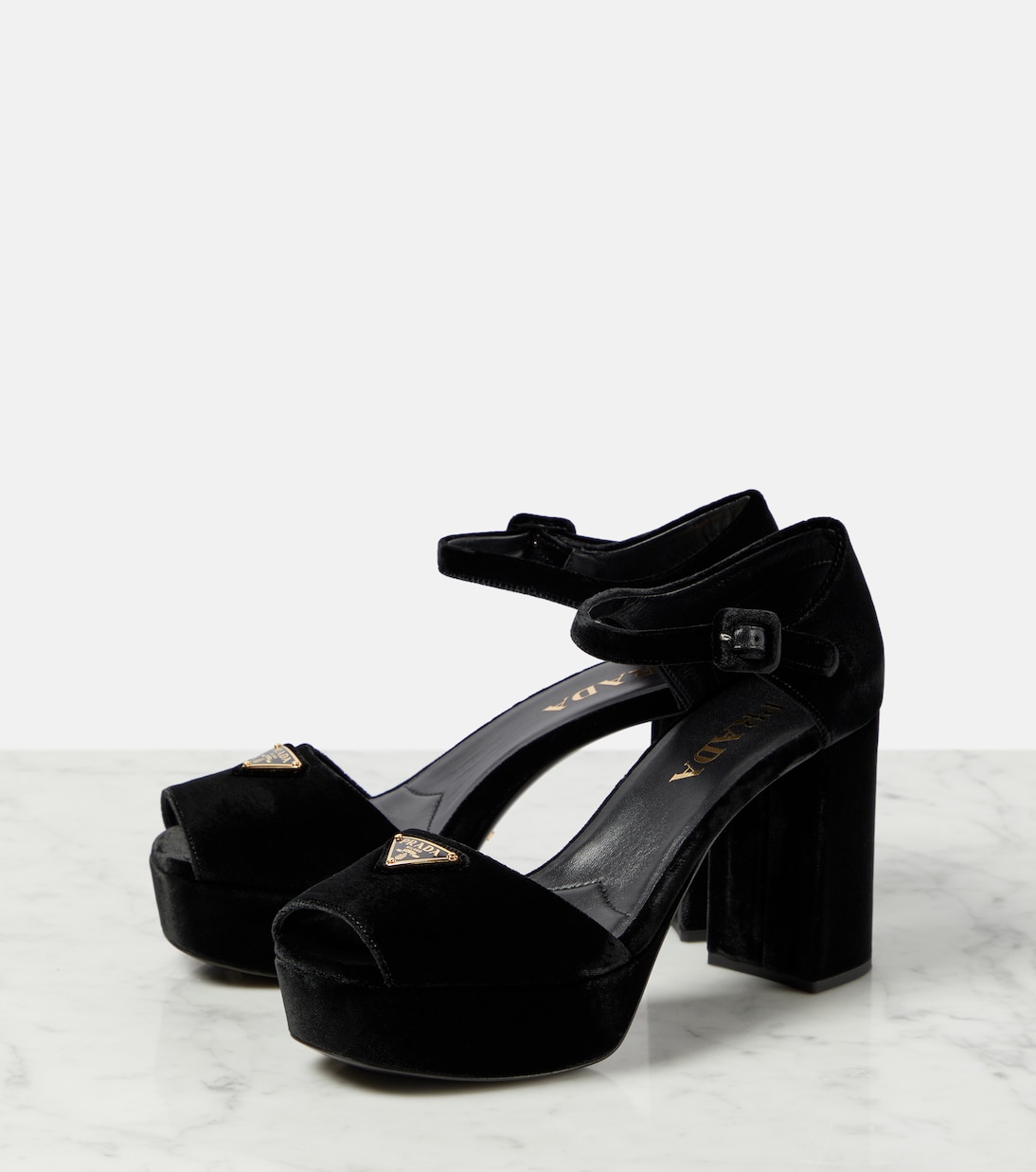 Sandali in velluto con plateau | Prada