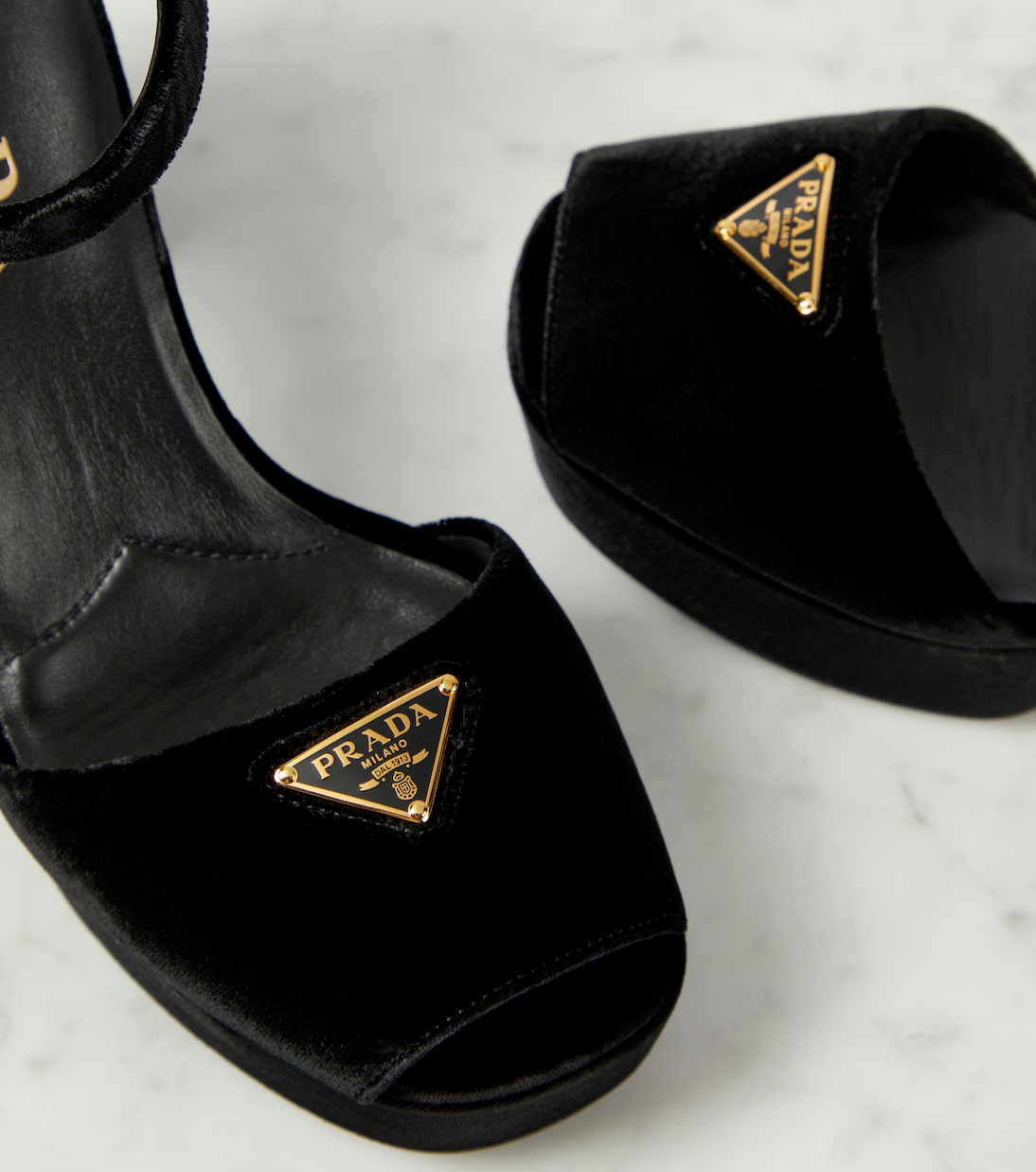 Sandali in velluto con plateau | Prada