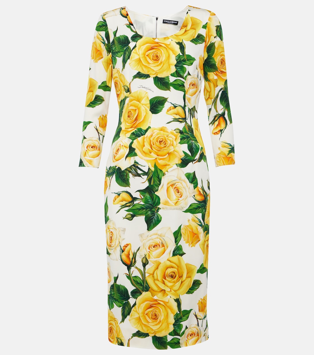 Abito midi in misto seta con stampa | Dolce&Gabbana
