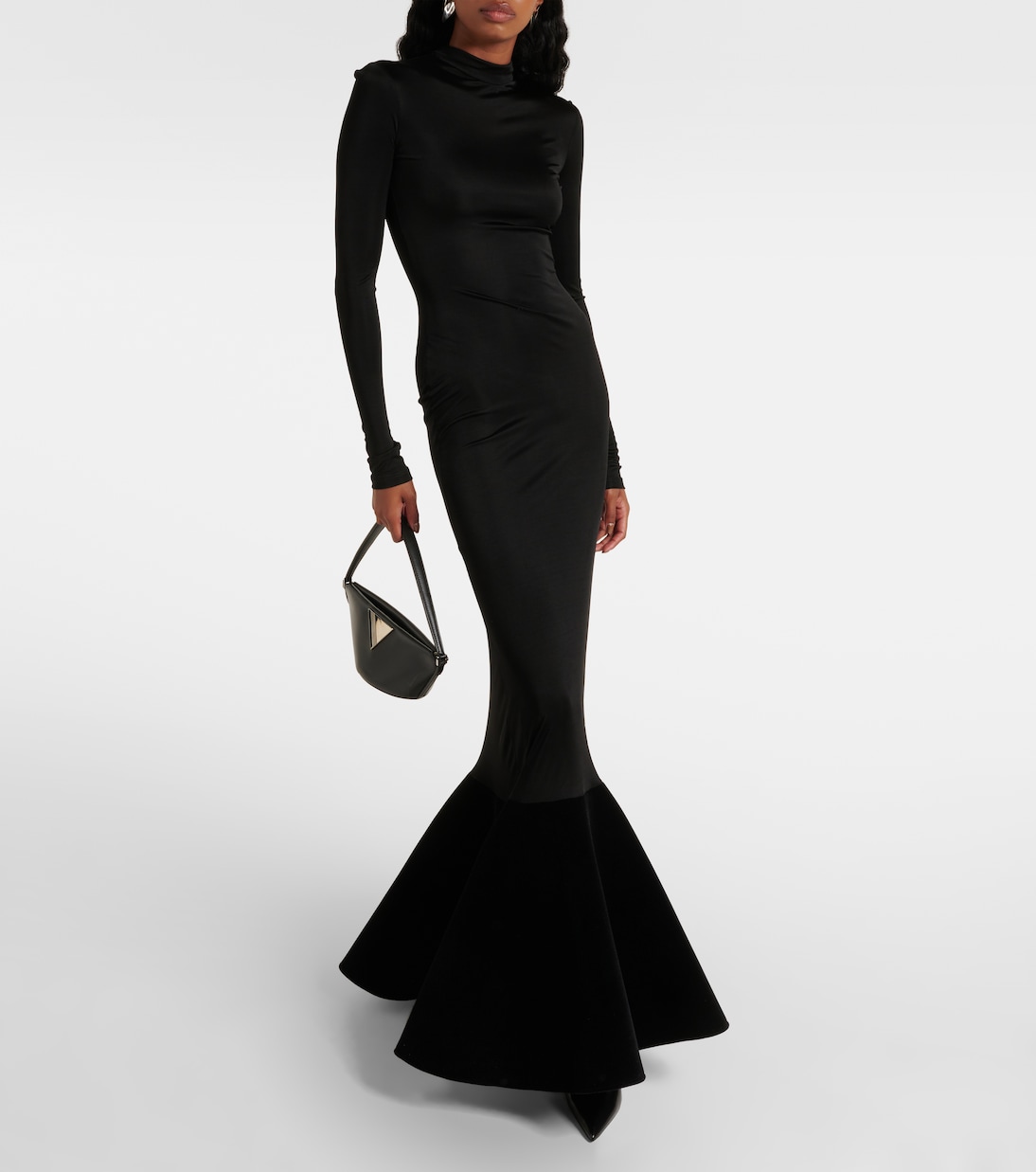 Flounced velvet and jersey gown | David Koma