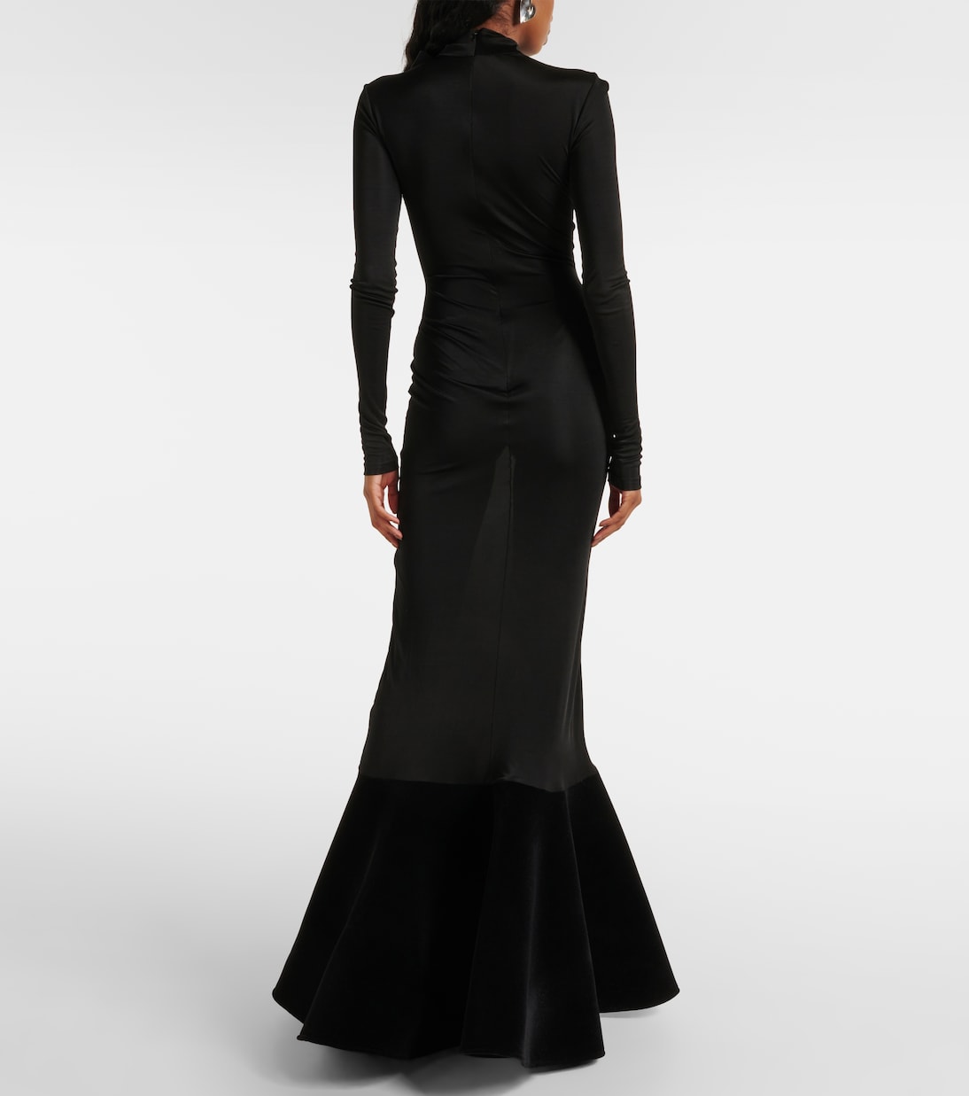 Flounced velvet and jersey gown | David Koma
