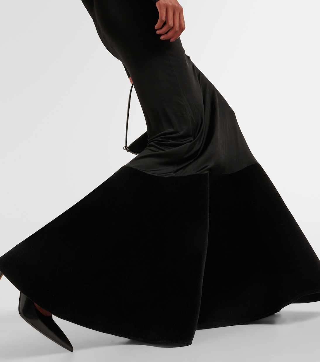 Flounced velvet and jersey gown | David Koma