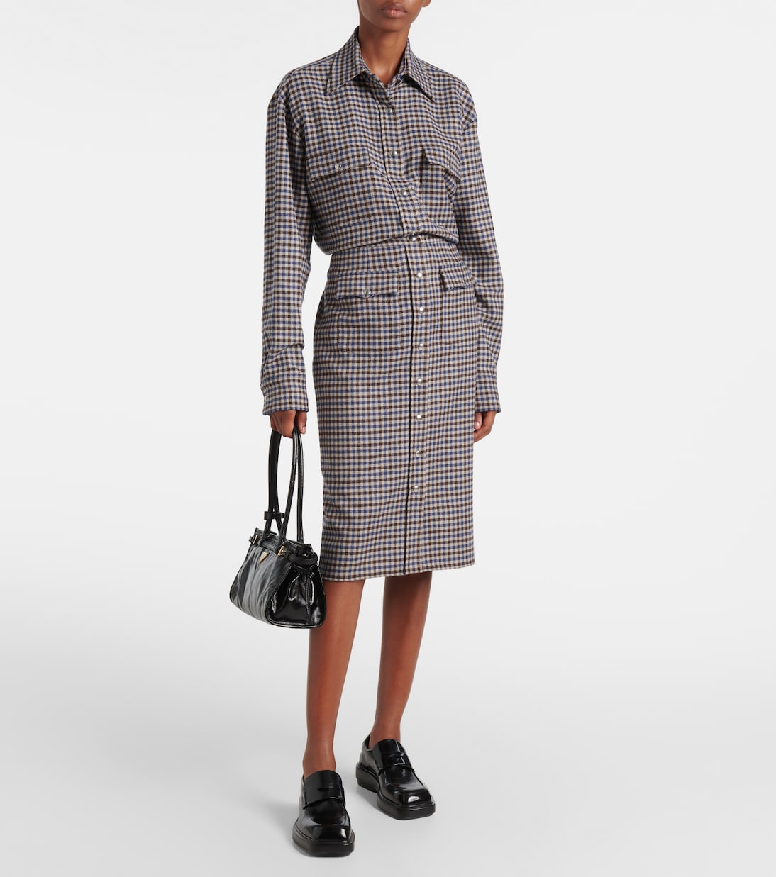 Camicia in lana a quadri | Prada
