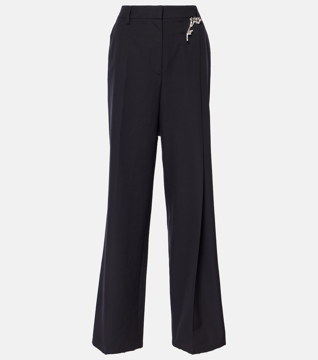 Embellished wool gabardine wide-leg pants  | Prada