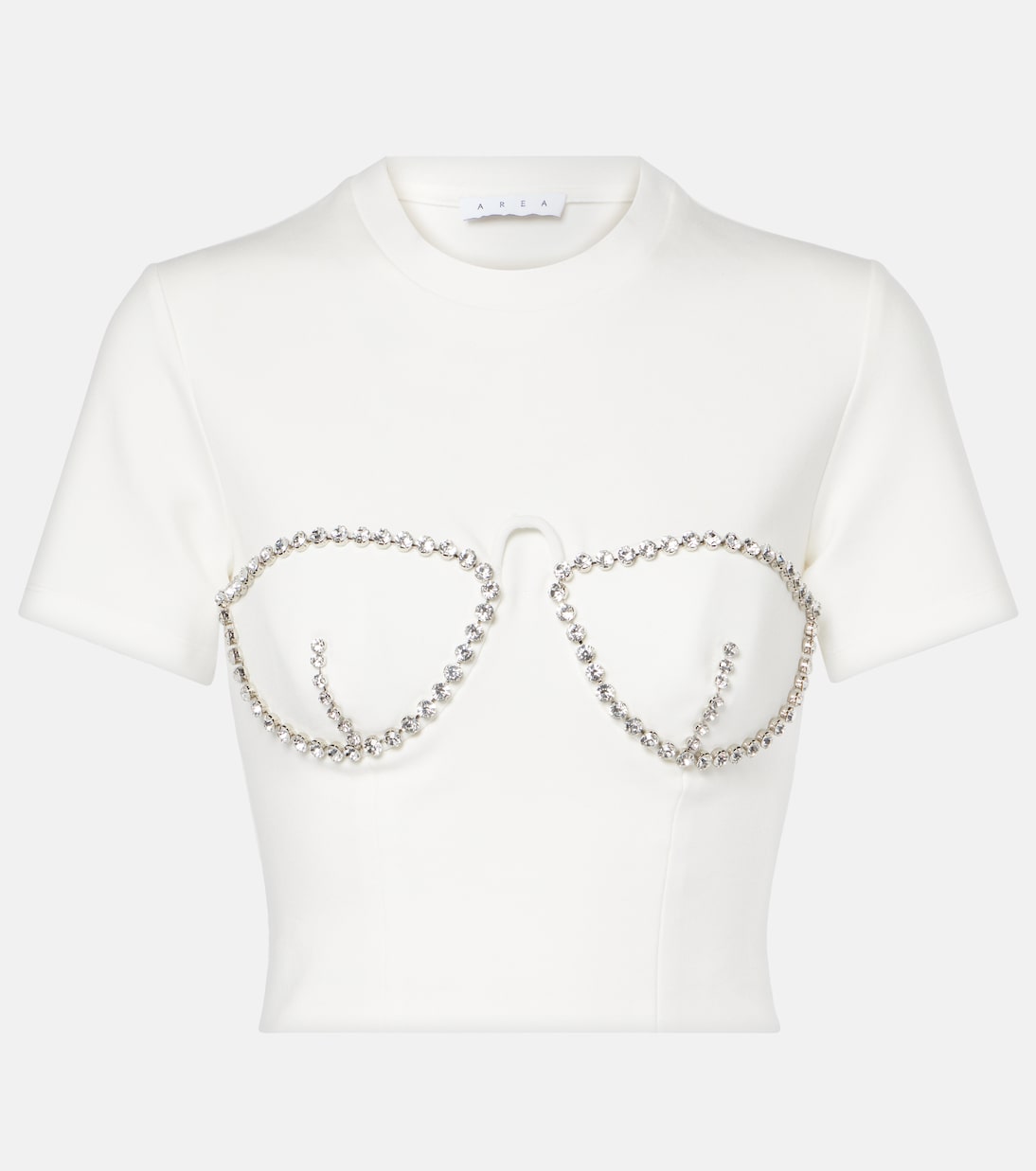 Top cropped in jersey con cristalli | Area