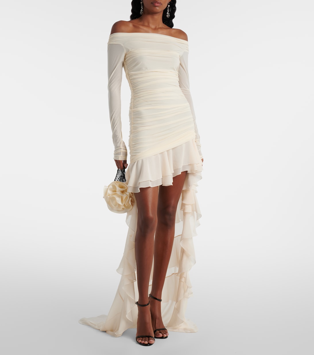 Ruffled jersey and georgette minidress  | Blumarine