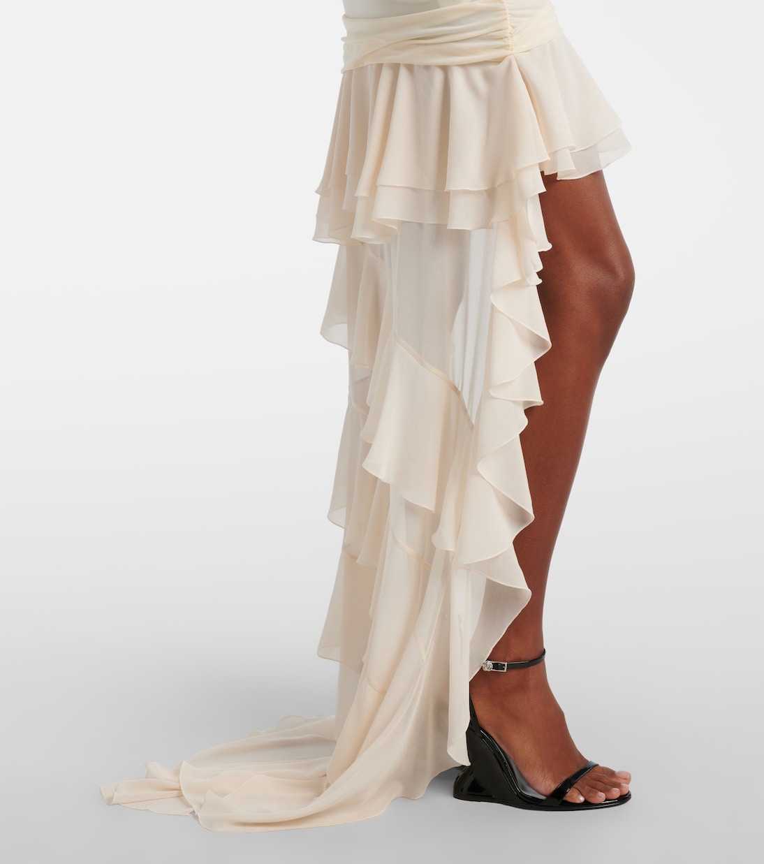 Ruffled jersey and georgette minidress  | Blumarine