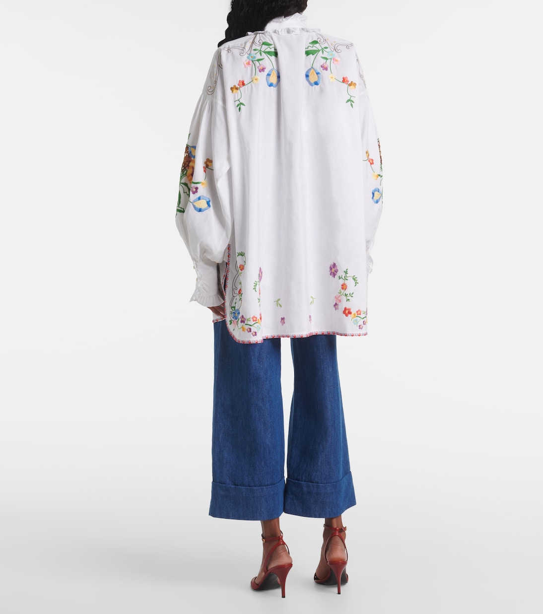 Bestickte Bluse aus Baumwolle, Leinen und Seide | Valentino