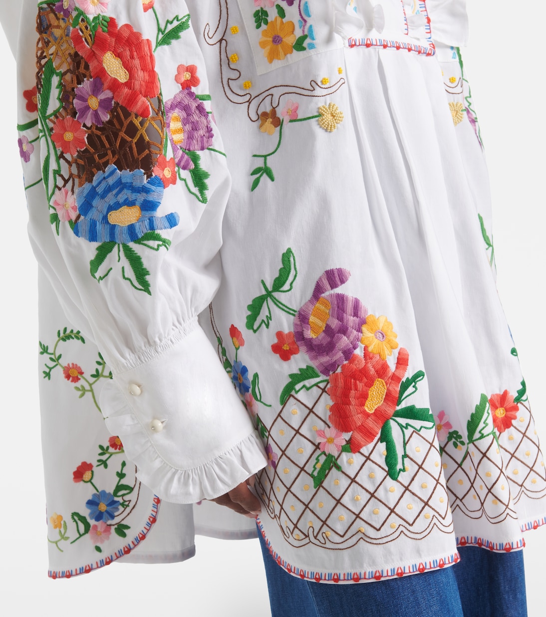 Bestickte Bluse aus Baumwolle, Leinen und Seide | Valentino