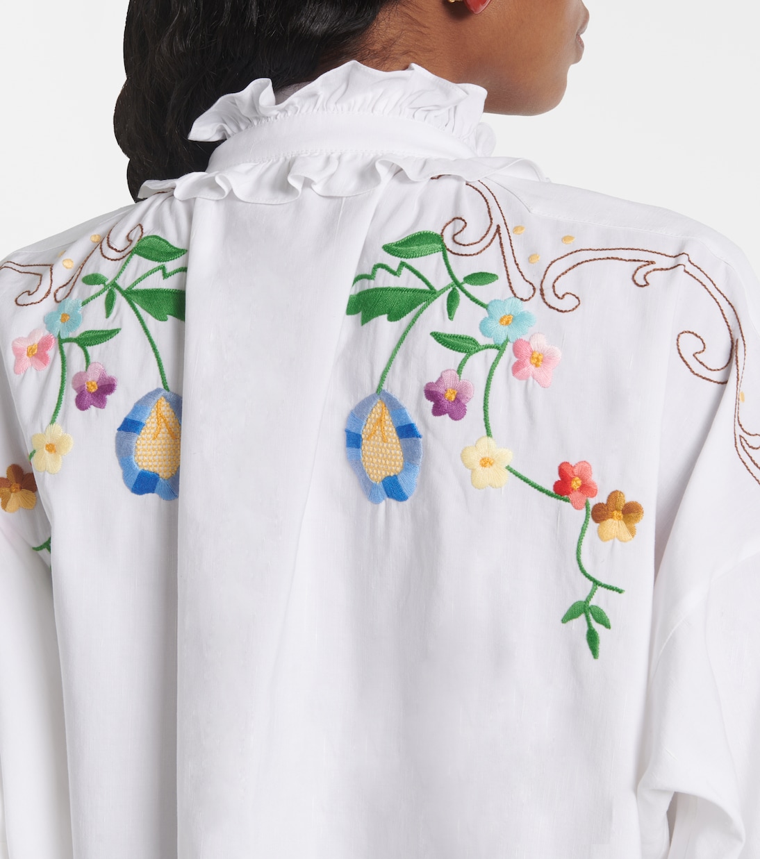 Bestickte Bluse aus Baumwolle, Leinen und Seide | Valentino