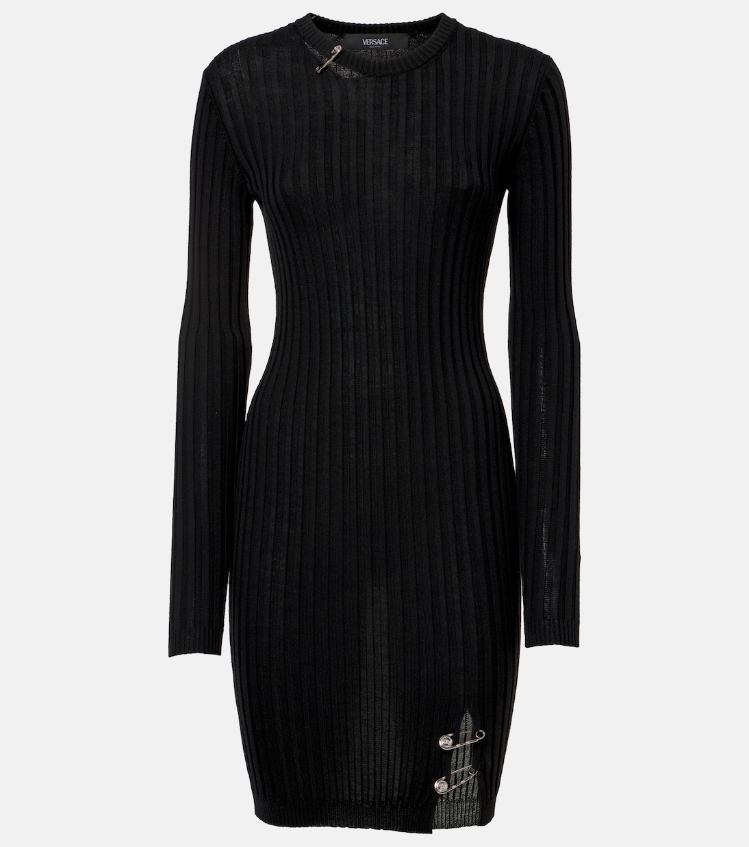 Abito corto Safety Pin in maglia a coste | Versace
