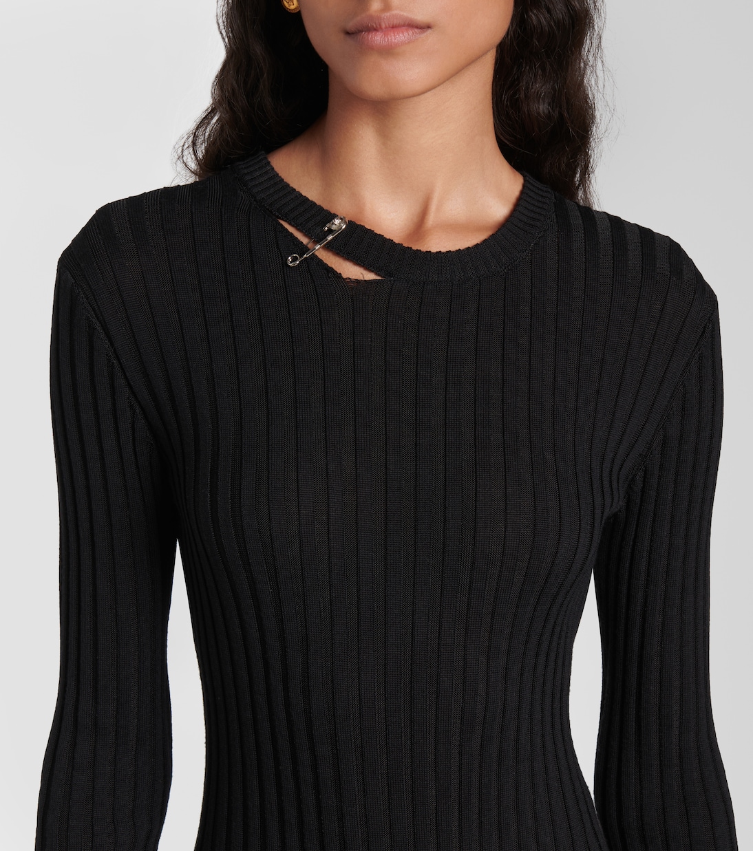 Abito corto Safety Pin in maglia a coste | Versace