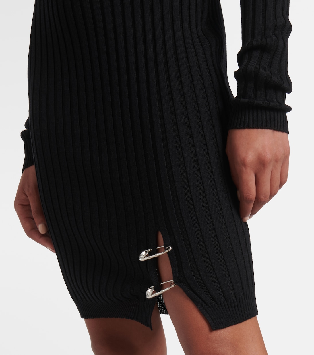 Abito corto Safety Pin in maglia a coste | Versace
