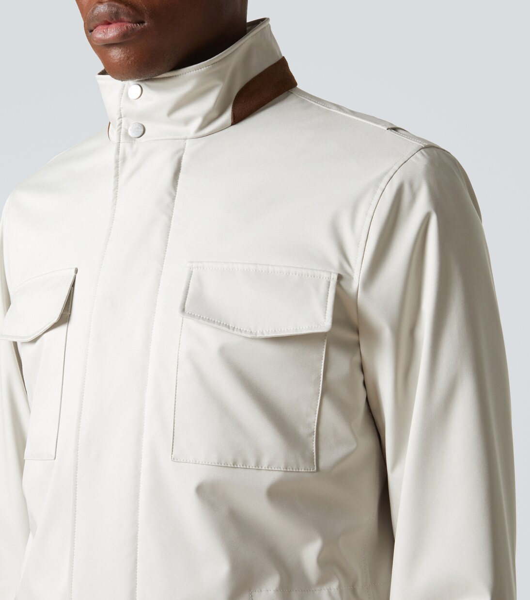 Leather-trimmed field jacket | Kiton