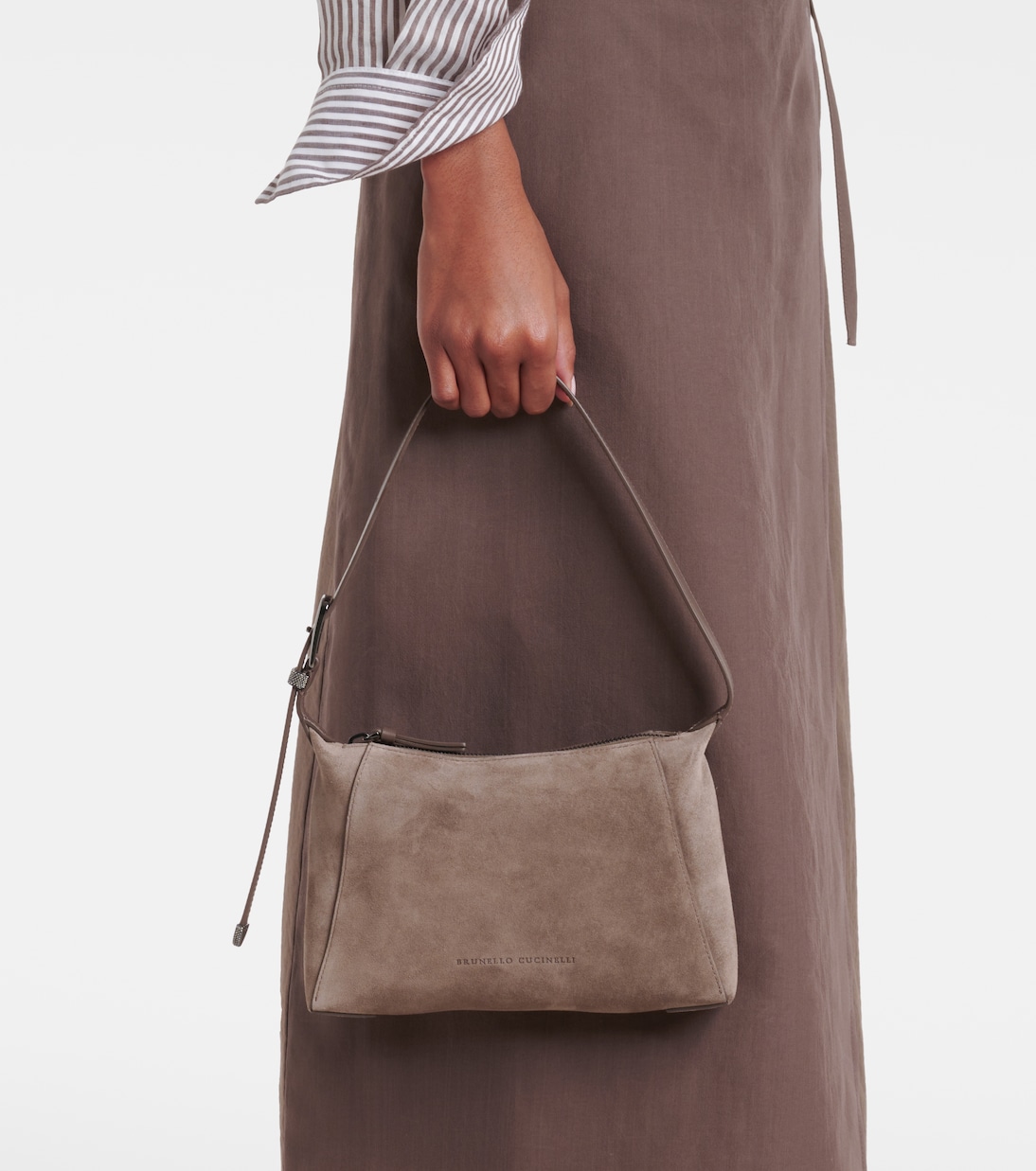 Borsa a spalla Duo Small in suede | Brunello Cucinelli