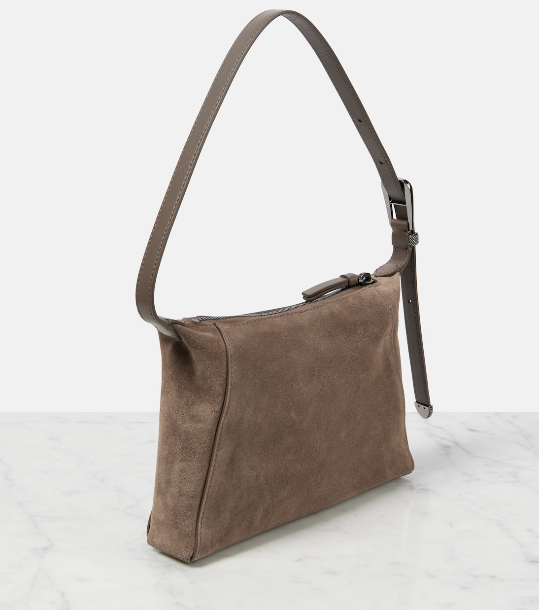 Borsa a spalla Duo Small in suede | Brunello Cucinelli