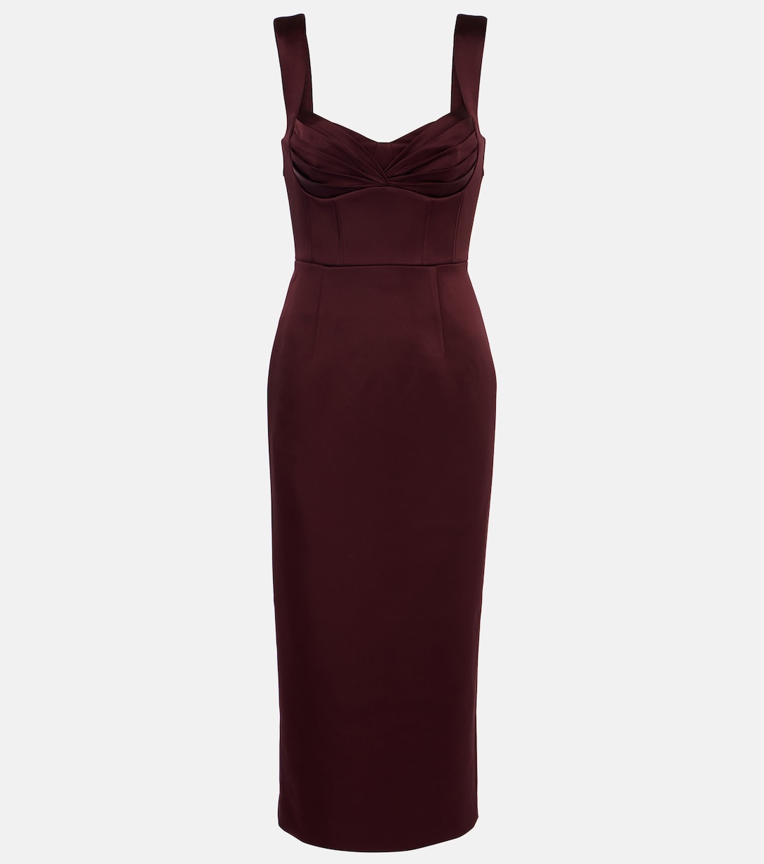 Abito midi Merlot in raso | Rebecca Vallance