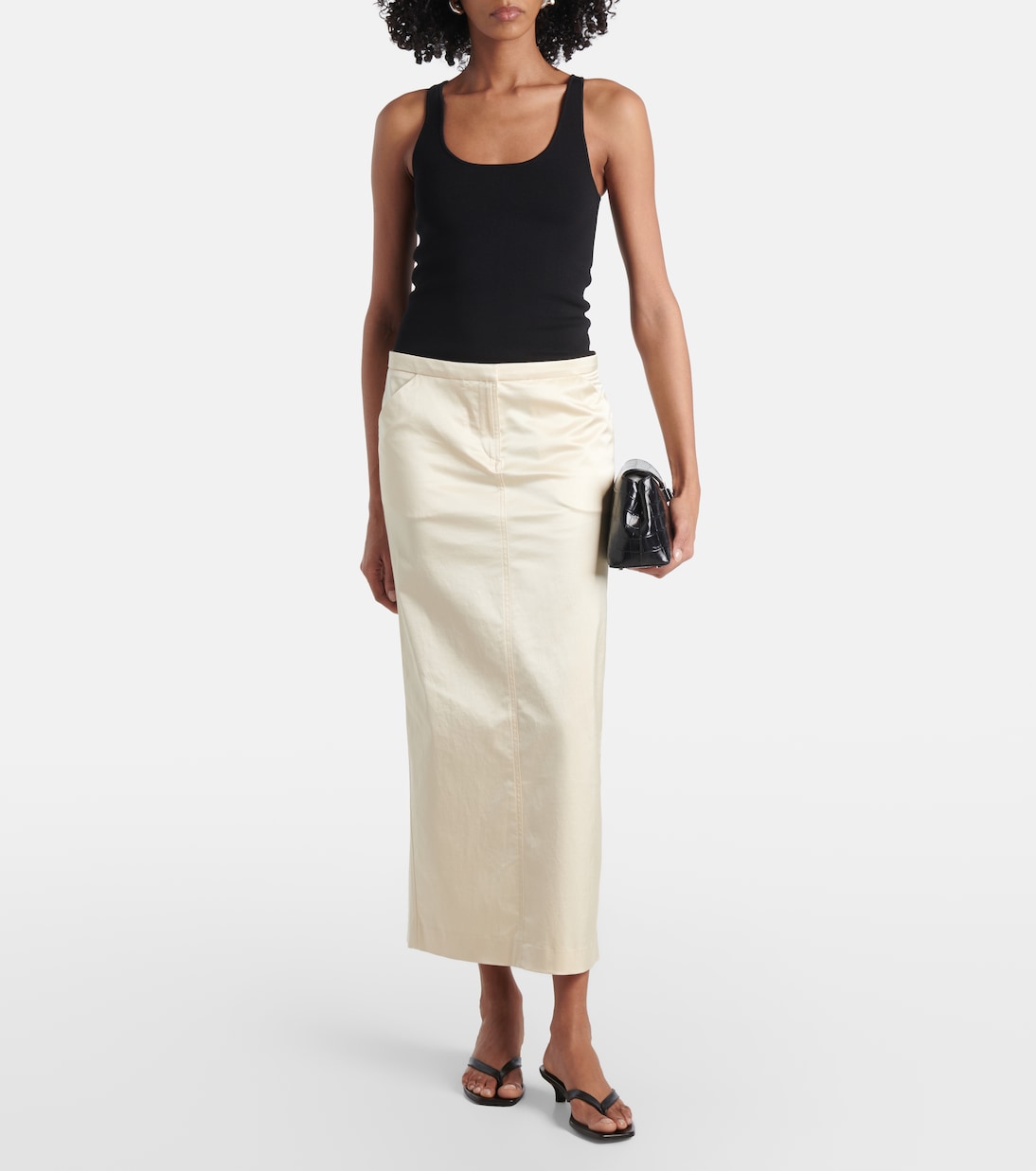 Gonna lunga in raso di misto cotone | Toteme