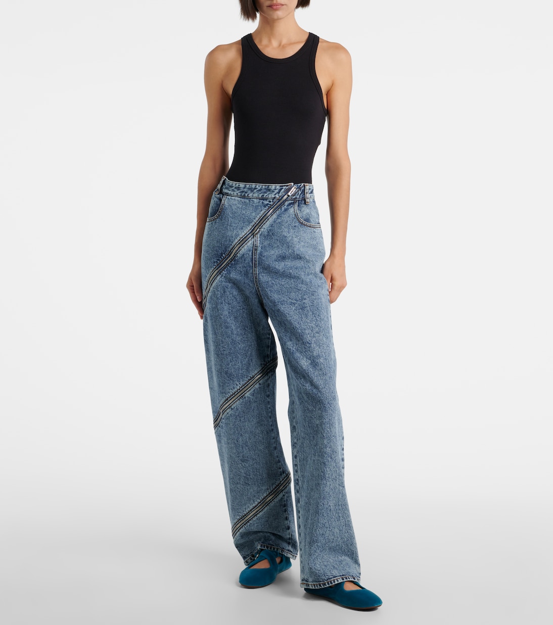 La Criss Cross velvet ballet flats | Alaïa