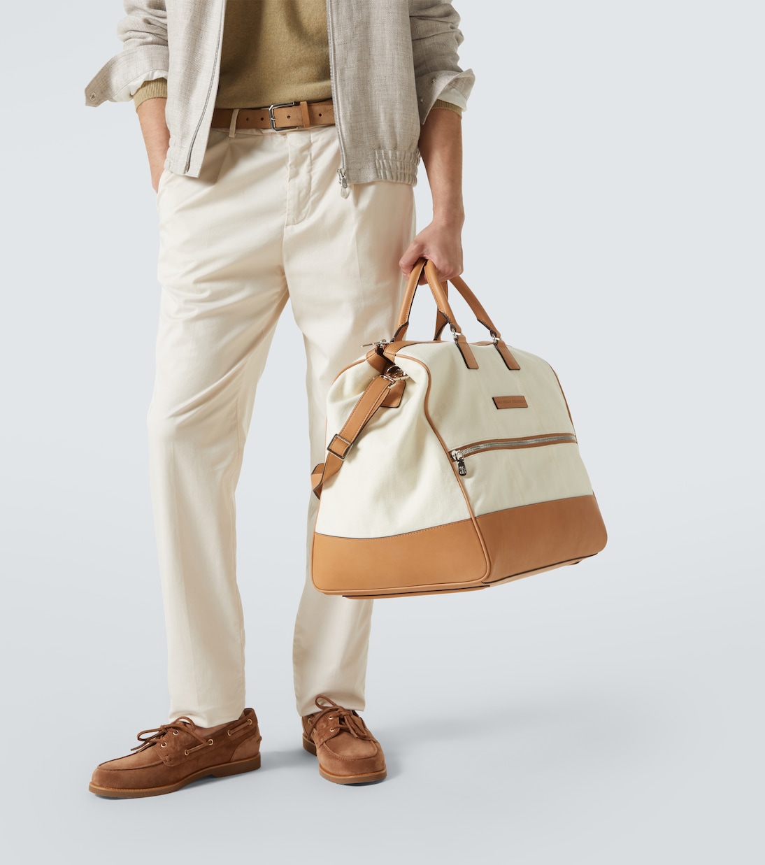 Weekender aus Canvas mit Leder | Brunello Cucinelli