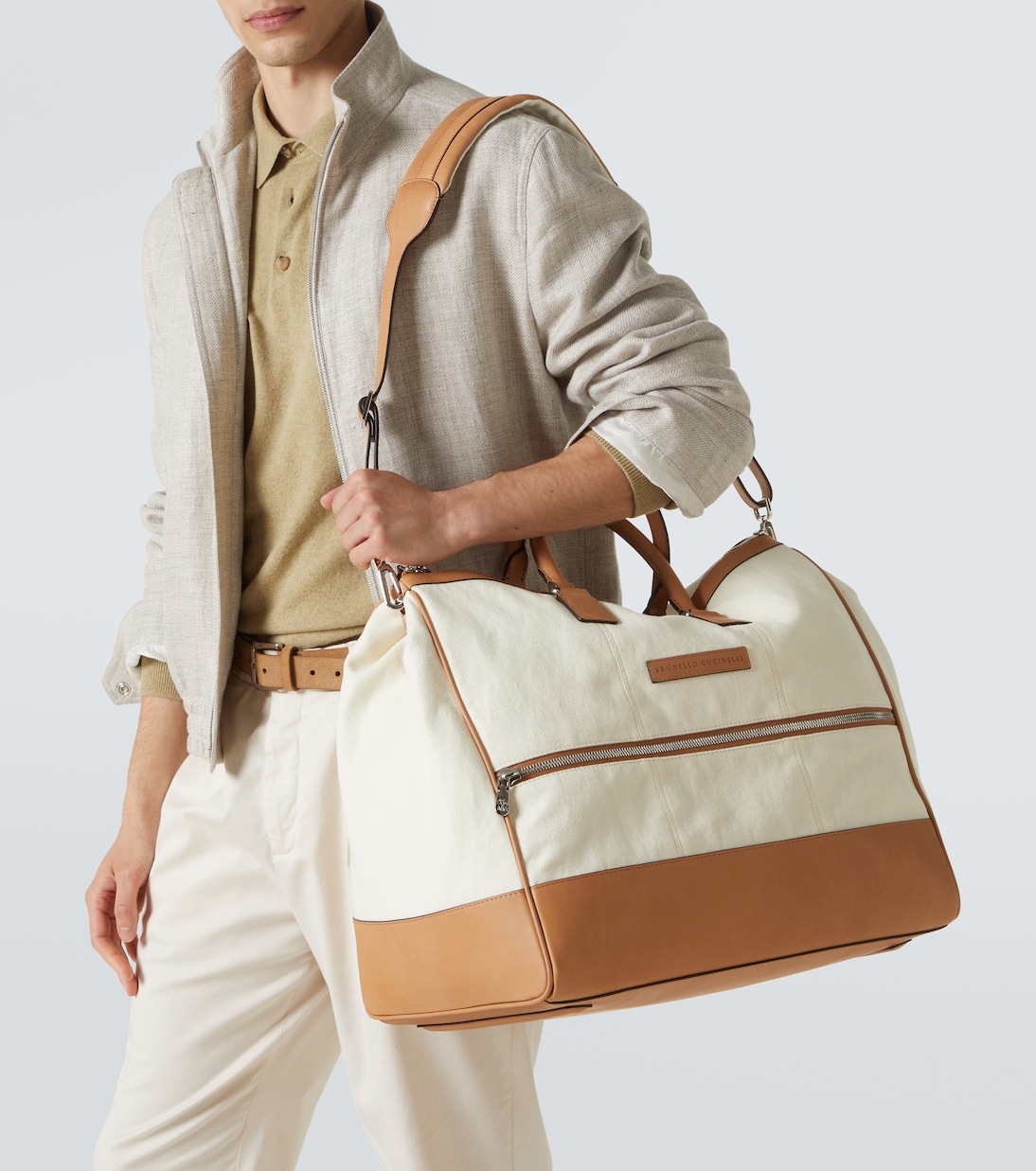 Weekender aus Canvas mit Leder | Brunello Cucinelli