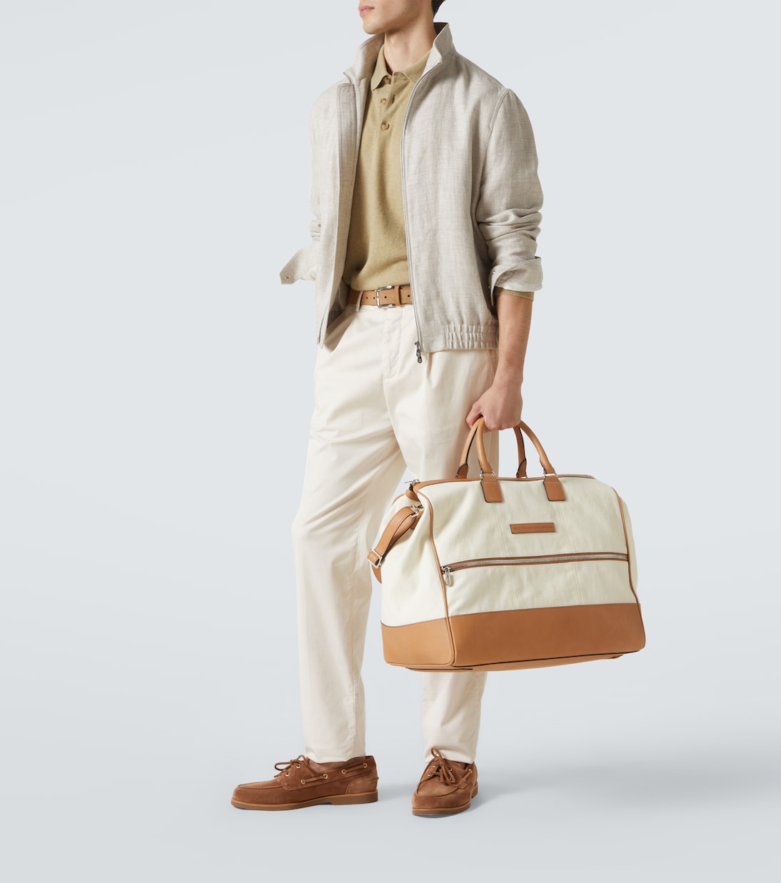 Weekender aus Canvas mit Leder | Brunello Cucinelli