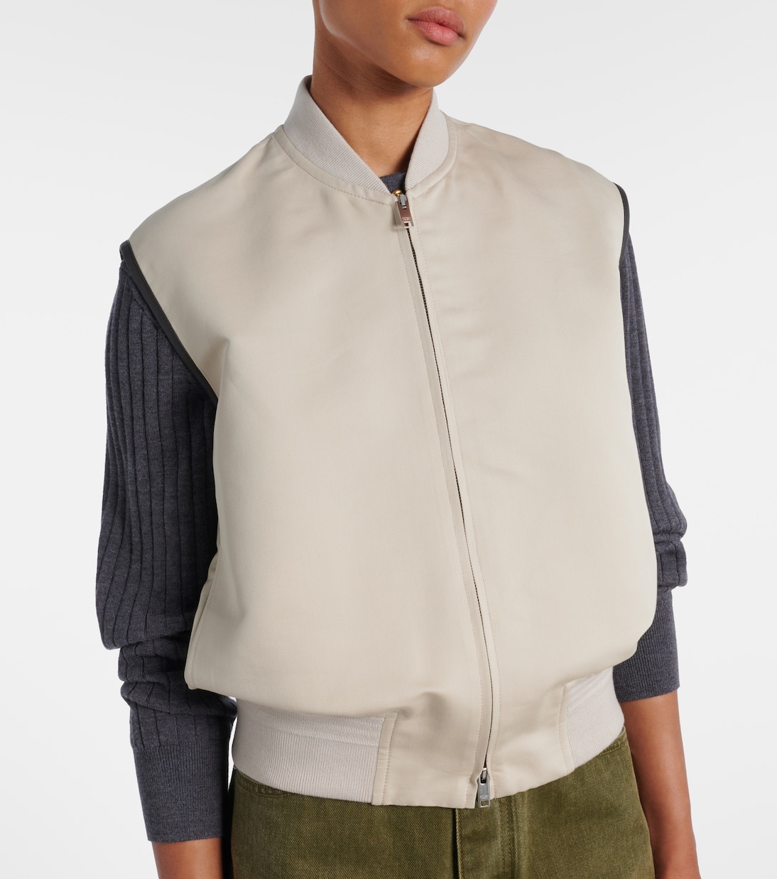 Leather-trimmed cotton and silk vest | Bottega Veneta